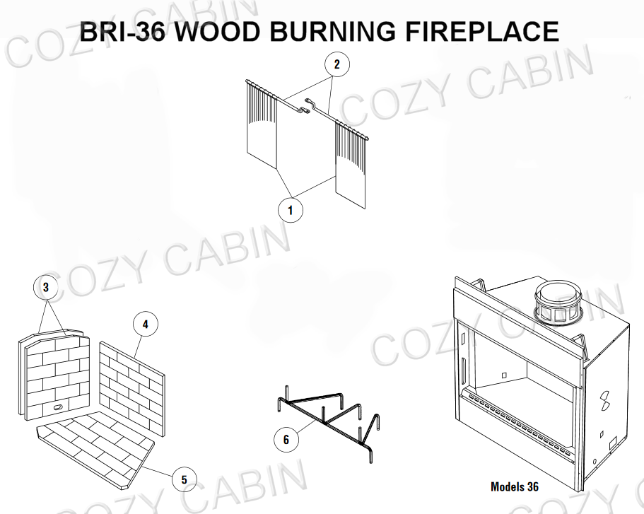 WOOD BURNING FIREPLACE (BRI-36) #BRI-36